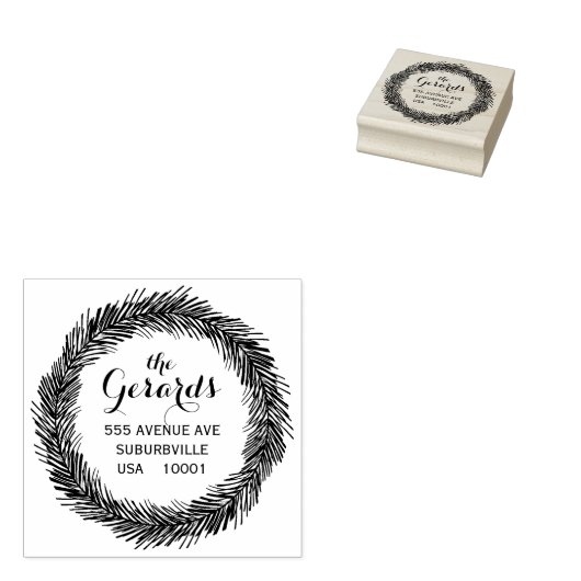 Circle krans bladeren aangepaste rubberen stempel (Gestempeld)