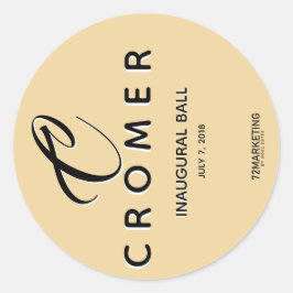 CIRCLE LABEL CHAMPAGNE INAUGURAL BALL STICKER