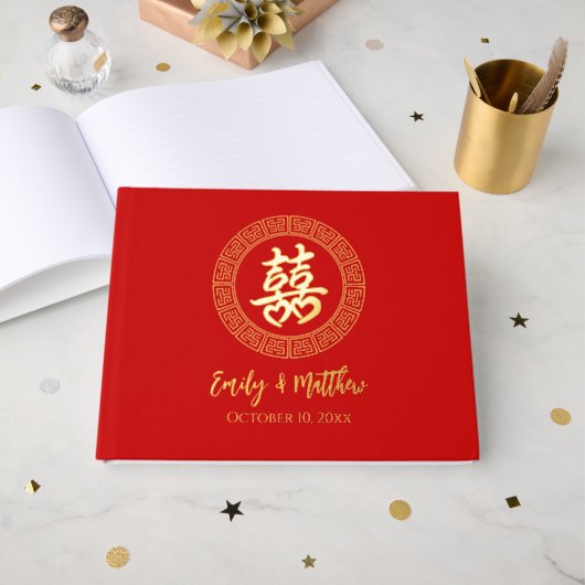 Circle lijst Chinese bruiloft thee ceremonie Gastenboek (Voorkant open)