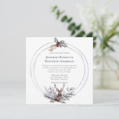 Circle Lijst Deer Antlers Holly Berry Wedding Kaart (Staand voorkant)