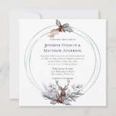 Circle Lijst Deer Antlers Holly Berry Wedding Kaart (Voorkant)