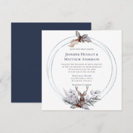 Circle Lijst Deer Antlers Holly Berry Wedding Kaart