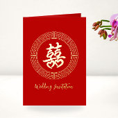 Circle lijst dubbele xi chinese bruiloft uitnodigi folie wenskaart