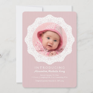 Circle Love Pink Photo Birth Announcement Aankondiging
