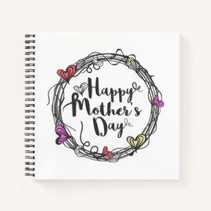 Circle met Hearts Happy Moederdag   Notitieboek