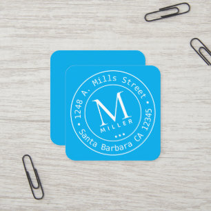 Circle Monogram Azure Blue Vierkante Visitekaartje