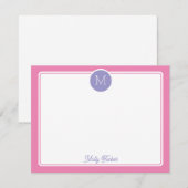 Circle Monogram Initial Preppy Pink Purple Notitiekaartje (Voorkant / Achterkant)