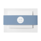 Circle Monogram Initialen Dusty Blue Belly Band Uitnodigingen Wikkel (Voorkant Voorbeeld)