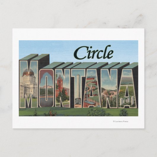 Circle, Montana - grote letterscènes Briefkaart (Voorkant)