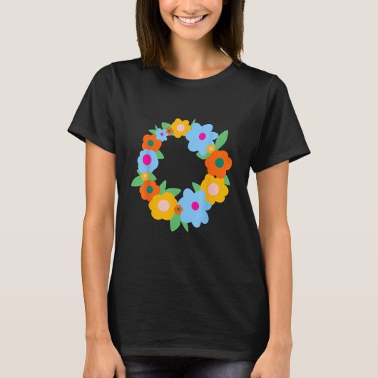 Circle of big and colorful summer flowers t-shirt (Voorkant)