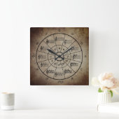 Circle of fifths brown color musicians vierkante klok (Huis)