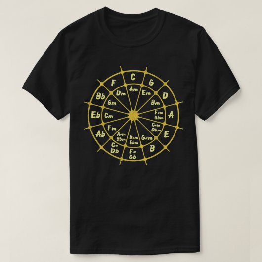 Circle of Fifths Music Theory akkoordgrafiek T-shirt (Design voorkant)