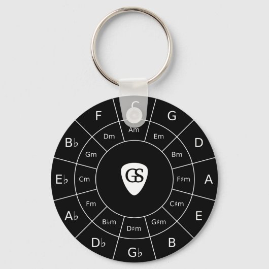 Circle of Fifths - White Music Theory Graphic Sleutelhanger (Voorkant)