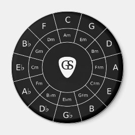 Circle of Fifths - Wit ontwerp voor muzikanten Mag Magneet