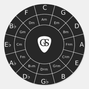 Circle of Fifths - Wit ontwerp voor muzikanten Ronde Sticker