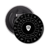 Circle of Fifths - Witte Muziektheorie Grafische B Button Flesopener (Voorkant)