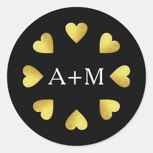circle of hearts with initials, love wedding ronde sticker (Voorkant)