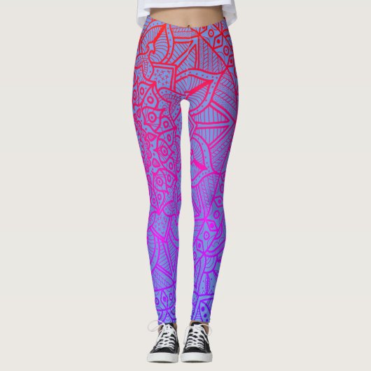 Circle of Life Mandala Neon Boho Leggings (Voorkant)
