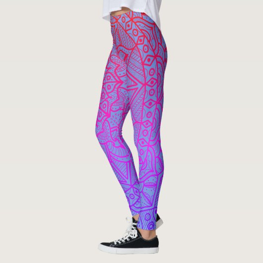 Circle of Life Mandala Neon Boho Leggings (Links)
