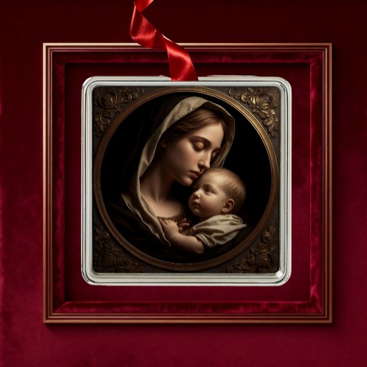 “Circle of Light: Madonna and Child”Ornament Metalen Ornament