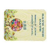 Circle of Love Flower Tree Woodgrain Save the Date Magneet (Horizontaal)