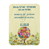 Circle of Love Flower Tree Woodgrain Save the Date Magneet (Verticaal)