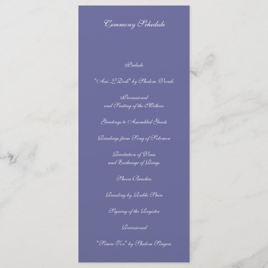 Circle of Love Jewish Wedding Ceremony Card Programmakaart (Achterkant)