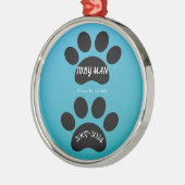Circle of Love Teal Blue Paw Print  Metalen Ornament (Links)