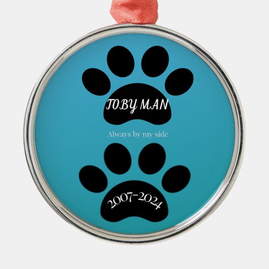 Circle of Love Teal Blue Paw Print  Metalen Ornament (Voorkant)