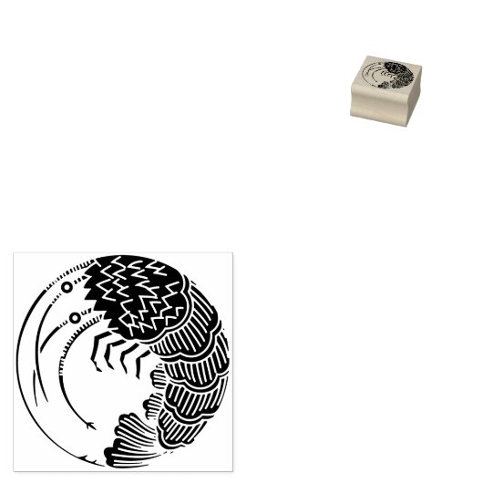 Circle of shrimp / 海老の丸 rubberstempel (Gestempeld)