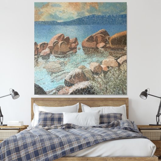 Circle of Stones Lake Tahoe Impressionisme Canvas Afdruk (Insitu (Slaapkamer))