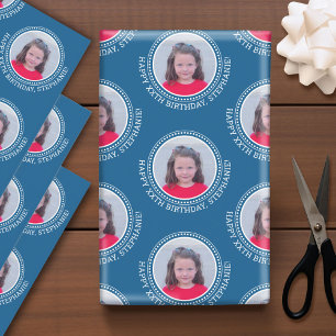 Circle One Photo Happy Birthday Greeting - Kleuren Inpakpapier Vel