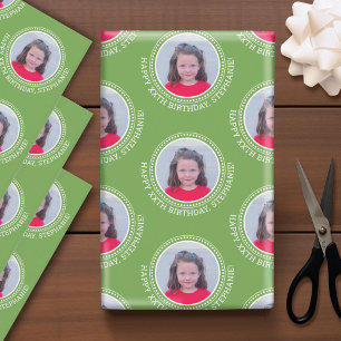 Circle One Photo Happy Birthday Greeting - Kleuren Inpakpapier Vel