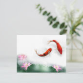 Circle Oriental Zen Feng Shui Koi & Lotus Briefkaart (Staand voorkant)