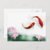 Circle Oriental Zen Feng Shui Koi & Lotus Briefkaart (Voorkant / Achterkant)