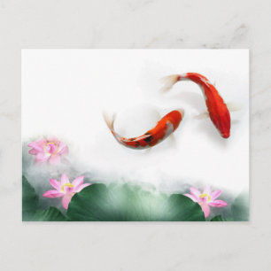Circle Oriental Zen Feng Shui Koi & Lotus Briefkaart