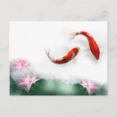Circle Oriental Zen Feng Shui Koi & Lotus Briefkaart (Voorkant)