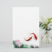 Circle Oriental Zen Feng Shui Koi & Lotus Briefpapier (Staand voorkant)