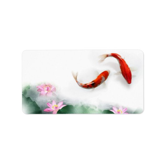 Circle Oriental Zen Feng Shui Koi & Lotus Etiket (Voorkant)