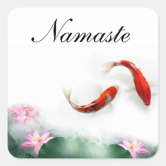 Circle Oriental Zen Feng Shui Koi & Lotus Vierkante Sticker (Voorkant)