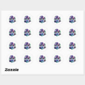 Circle Paarse Pansies Ronde Sticker (Vel)