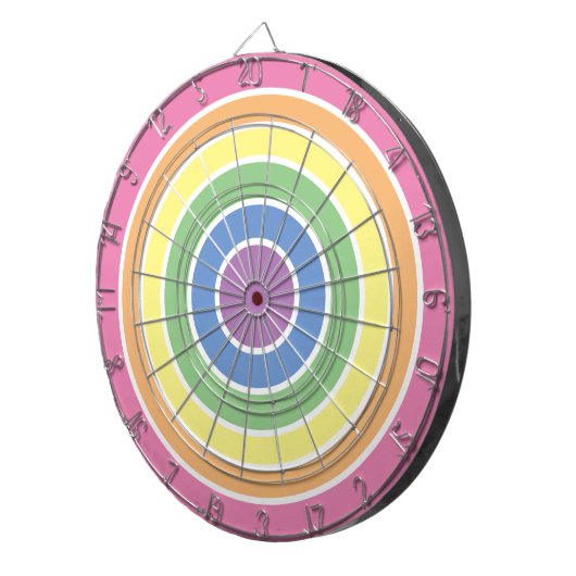 Circle Pastel Regenboog Stripes Dartbord (Voorkant Rechts)