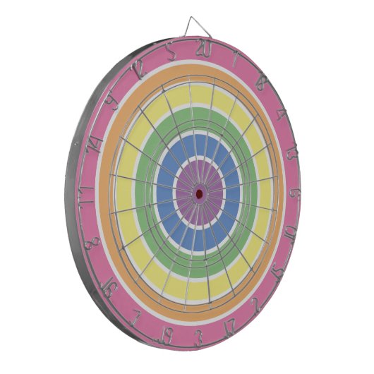 Circle Pastel Regenboog Stripes Dartbord (Voorkant Links)