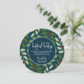 Circle Photo Back - Blue Green Botanical Happiest Feestdagenkaart (Staand voorkant)