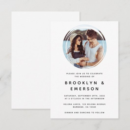 Circle Photo Minimalist Wedding Kaart (Voorkant / Achterkant)