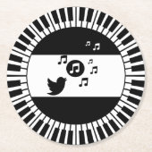 Circle Piano Keys en Songbird Ronde Kartonnen Onderzetter (Voorkant)