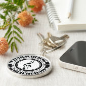 Circle Piano Keys en Treble Clef Sleutelhanger (Zijkant)