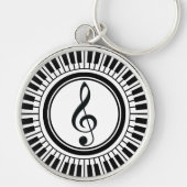 Circle Piano Keys en Treble Clef Sleutelhanger (Voorkant)