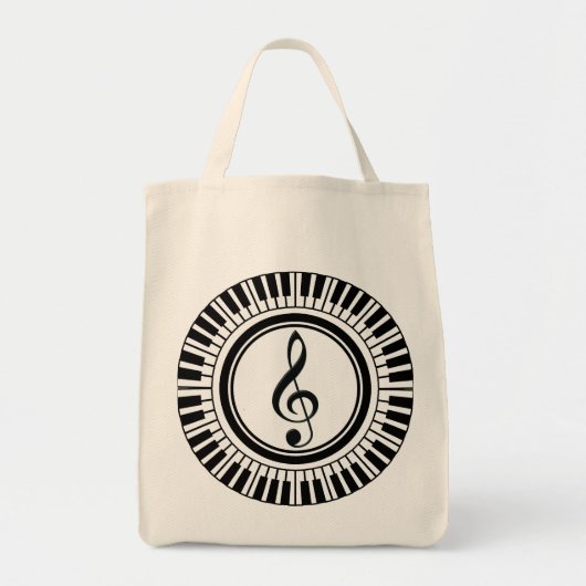 Circle Piano Keys en Treble Clef Tote Bag (Voorkant)