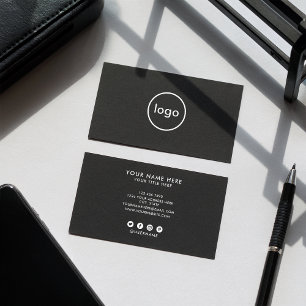 Circle professional black voeg uw aangepaste logo visitekaartje